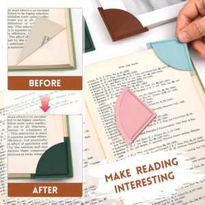 Fan-Shaped Pu Leather <b>Bookmark</b> Holder Colorful Books Corners Protectors Promotional <b>Bookmarks</b> <b>Gifts</b> - Product Image 5