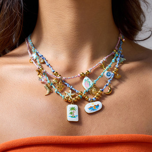 Stainless Steel Necklace With Bow Flower Charm Pink Heart Design Gift Jewelry - Product Image 4