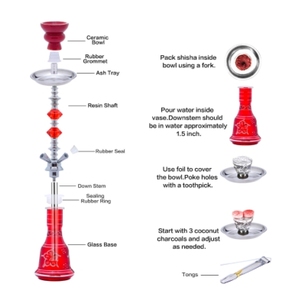 Juego de narguile portátil KTV con barra azul, roja y negra de 22 pulgadas con jarrón Shisha de vidrio de 4 mangueras para fiestas navideñas y cumpleaños - Product Image 5