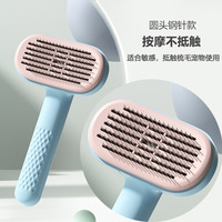 Brosse démêlante pour animaux de compagnie - Peigne pour chats et chiens - Poignée ergonomique autonettoyante en ABS