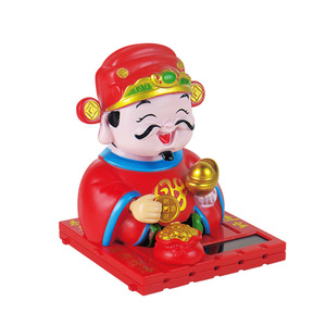 Figurine du Dieu de la Richesse à énergie solaire, ornement de voiture en résine, jouet décoratif à tête qui se penche - Product Image 4