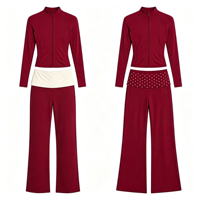 Ensemble de fitness pour femmes : Veste zippée à col montant (2 styles), pantalon droit, color block, taille plissée et à pois – Tenue d'entraînement, Pilates et Yoga