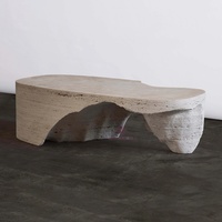 Table basse en pierre de travertin beige de qualité supérieure Table en marbre irrégulière de concepteur moderne meubles en pierre artistique de salon de luxe