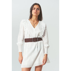 Mini abito floreale con volant in bianco - Product Image 4