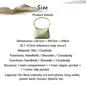 River Cliff Meereswellen-Muster Neue Chinesische Song-Brokat Kuhleder Unterarmtasche OEM Benutzerdefiniertes Logo Damenhandtasche Großhandel - Product Image 4