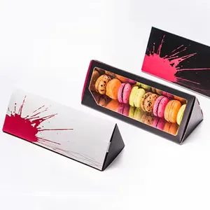 Personalisierte kundenspezifische Makron-Geschenkbox handgefertigt kundenspezifische Backverpackung durchsichtige Fenster-Schokoladenschachtel aus Papier