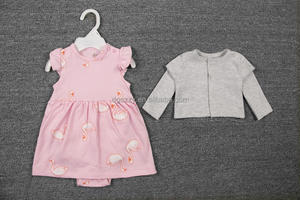 <span class=keywords><strong>Baby</strong></span> <span class=keywords><strong>Girl</strong></span> Dress Set Hot Sale Knielanges Säuglings kleid mit gesticktem Blumenblumen-Print-Design - Product Image 3