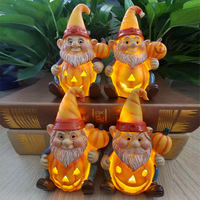 Figurine de citrouille lumineuse d'Halloween en résine pour la décoration intérieure et extérieure de jardin, cour et maison