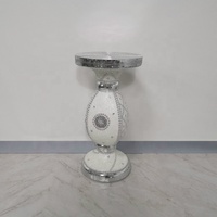 Pot Bunga Vas Gaya Klasik Mewah Eropa Amerika, Alas Berlian, Fiberglass Berlapis Epoksi Putih Perak, Tinggi 61cm