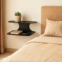 Table de chevet murale flottante moderne et minimaliste à deux niveaux, étanche, avec étagère de rangement pour chambre et salon