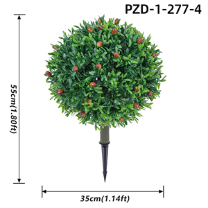 En gros, Arbre topiaire artificiel en plastique en forme de <span class=keywords><strong>boule</strong></span>, avec baies rouges et tronc vert, à piquet de sol, pour aménagement extérieur, jardin, paysage, mariage, Noël - Product Image 5