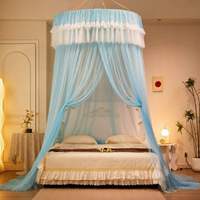 Moustiquaire en polyester, installation facile, dôme suspendu, rideau de lit pliable pour usage domestique, style princesse, protection optimale contre le vent