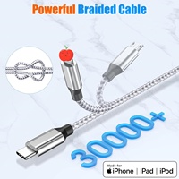 Câble de charge multi-prise USB C 3-en-1 portable tressé pour téléphones portables et tablettes iPhone 16/15 - Charge rapide et transfert de données