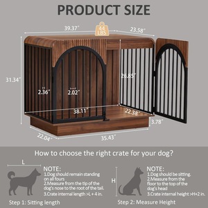 Jaula retro para perros con puerta doble arqueada, caseta de hierro forjado anti-mordiscos, decoración para sala de estar interior, caseta de almacenamiento para perros - Product Image 2