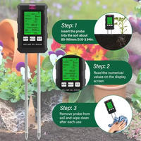 Monitor de fertilidad de humedad de pH del suelo 6 en 1, probador inteligente de humedad de temperatura de luz de planta con retroiluminación para jardín, granja, uso doméstico