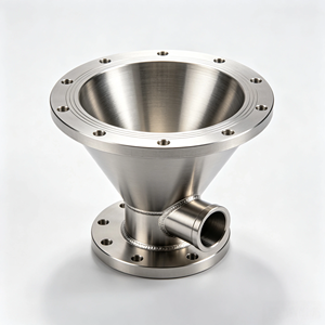 Embudo cónico industrial de acero inoxidable personalizado OEM, mecanizado por CNC, con brida, fabricado en Guangdong - Product Image 1