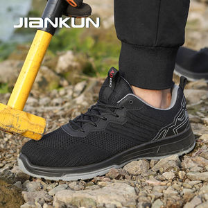 Chaussures de sécurité JIANKUN légères en acier, anti-écrasement, antidérapantes, durables, respirantes en maille + cuir microfibre, imperméables pour hommes - Product Image 2