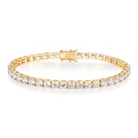 Bracelet Tennis avec Zircone Cubique, Bracelet Classique en Zircone Cubique, Plaqué Argent et Plaqué Or, Bijoux Brillants pour Femmes