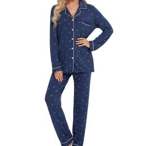 Para <span class=keywords><strong>Amazon</strong></span>, superventas, pijama <span class=keywords><strong>de</strong></span> manga larga <span class=keywords><strong>de</strong></span> dos piezas <span class=keywords><strong>de</strong></span> Modal para <span class=keywords><strong>mujer</strong></span>, ropa <span class=keywords><strong>de</strong></span> casa <span class=keywords><strong>de</strong></span> punto transpirable para otoño sólido - Product Image 3