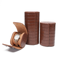 Vente en gros de boîtes à montres de luxe en cuir à motif crocodile, 1, 2 ou 3 emplacements, logo personnalisé, boîte de rangement pour voyage, emballage pour montres