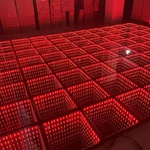 HUINENG 500x500mm Led Dance Floor For Wedding Stage Lights Glass Magnetic 3D Mirror Panel