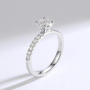 SGARIT custom Lab Grown Diamond Engagement <b>Ring</b> 1 Ct Main Stone 0.56 Cttw Side Stones D Color VS Clarity 4 Prong <b>Solitaire</b> S925 - Product Image 2
