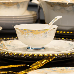 Modern Luxury Elegant Bone Porcelain <b>Dinnerware</b> <b>Sets</b> Plant Pattern <b>for</b> Home Restaurant Wedding Banquet Use Customized Packaging - Product Image 3