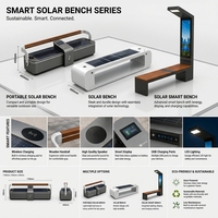 Banco Solar Curvo Inteligente para Exteriores, Banco de Parque con Luz LED y Carga Solar para Patio de Villa, Área Escénica, Plaza