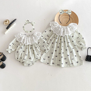 <span class=keywords><strong>Elegante</strong></span> Tutina per Neonata con Colletto in Pizzo e Maniche Lunghe, con Fascia per Capelli con Fiocco, per Bambine, per Uso Quotidiano, Feste e Vacanze - Product Image 3