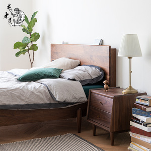 Modern Minimalist Wooden Platform <b>Bed</b> Eco-Friendly Solid Wood Bedroom Furniture <b>Double</b> Size - Product Image 3