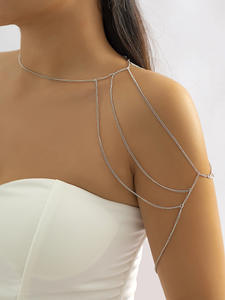 سلسلة جسم نسائية مثيرة للبيع بالجملة من الفولاذ المقاوم للصدأ قلادة ذراع قطعة واحدة سلسلة مثيرة متعددة الطبقات - Product Image 2
