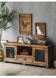 Centro de Entretenimiento para Sala de Estar de Estilo Rústico Industrial Americano, Mueble para <span class=keywords><strong>TV</strong></span> de Madera - Product Image 2