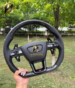 Volant <span class=keywords><strong>sport</strong></span> en cuir et fibre de carbone en forme de D pour <span class=keywords><strong>Audi</strong></span> <span class=keywords><strong>RS6</strong></span> RS7 C8, avec palettes de changement de vitesse personnalisées - Product Image 3
