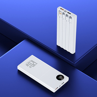 Chargeur portable extérieur rechargeable à écran LCD haute capacité, prix d'usine, 10000 mAh, double USB, avec câbles de charge