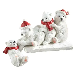 Estátuas personalizadas de artesanato em resina para atacado, urso polar gnomo, Papai Noel, urso preto, estatueta de Natal, artigo de decoração