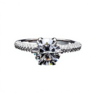 Bague de fiançailles unisexe en diamant de laboratoire, plaqué or 14 carats, sertie de griffes, style pavé, bague cocktail, bijoux de mariage style hip-hop rock - Product Image 1