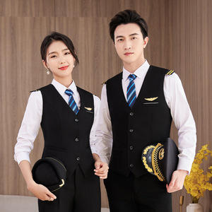 Trung Quốc phía Nam hãng hàng không tiếp viên đồng phục vest phù hợp với tốc độ cao đường sắt tiếp viên khách sạn Beauty Salon Làm việc quần áo cho nam giới phụ nữ - Product Image 4