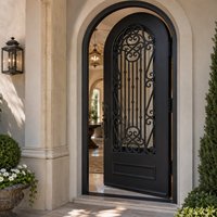 Porte simple en fer forgé de luxe européen avec verre trempé pour maisons et villas – Installation à l'entrée principale – Vente en gros usine