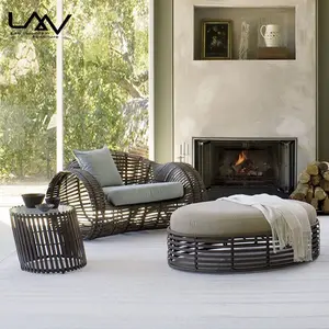 Không Thấm Nước Thương Mại Khách Sạn Giải Trí Sofa Vườn Ngoài Trời Nhôm Wicker Mây Patio Nội Thất