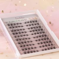 Nouveau design de cils segmentés DIY, cils individuels en grappe, cheveux synthétiques pour cils en éventail, cils faits à la main avec tige en coton noir