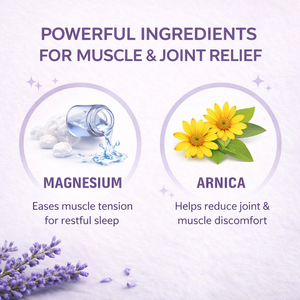 Lotion de nuit au magnésium, à l'arnica et au beurre de karité |   Lotion de soulagement musculaire et articulaire à haute concentration pour les jambes et les pieds |   OBM Écologique - Product Image 3