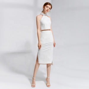 Ropa al por mayor proveedor Sexy elegante vestidos de las mujeres con cuentas de hombro bikini <span class=keywords><strong>dos</strong></span> piezas vestido Bodycon - Product Image 5