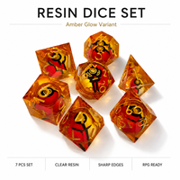 Jeu de dés DND en résine dorée brillante, 7 pièces, dés polyédriques à bords vifs, Dungeons & Dragons, jeux de société RPG