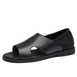Men's Fashionable Leather <b>Slippers</b> Lightweight Thick Sole Comfort Slides with Waterproof PU Insole for Winter - Product Image 2