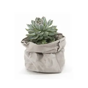 Bolsa de papel lavable para cultivo, maceta de flores de papel kraft, color gris, duradera, para interior