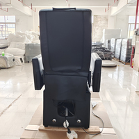 Chaise de pédicure en cuir noir au design unique, équipement de salon de manucure, luxe moderne, lumières LED, chaise de manucure à vendre