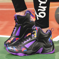 Chaussures de basketball de style sportif pour adolescents, avec empeigne en cuir, design montant et semelles antidérapantes