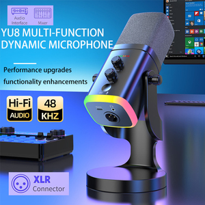 Microphone dynamique YU8 <span class=keywords><strong>pour</strong></span> jeux, enregistrement et streaming en direct, éclairage RVB coloré, <span class=keywords><strong>XLR</strong></span> et <span class=keywords><strong>Micro</strong></span> USB, Plug and Play, équipement de podcast - Product Image 1
