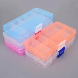 卸売 調整可能なジュエリーボックス-1個プラスチック収納ジュエリーボックスコンパートメント調節可能なコンテナビーズイヤリングボックスジュエリー長方形ボックスケース用