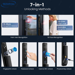 Serrure de porte intelligente numérique à empreinte digitale et reconnaissance palmaire double face <span class=keywords><strong>en</strong></span> alliage d'aluminium étanche pour porte coulissante <span class=keywords><strong>en</strong></span> verre ou <span class=keywords><strong>en</strong></span> <span class=keywords><strong>bois</strong></span> avec caméra - Product Image 4